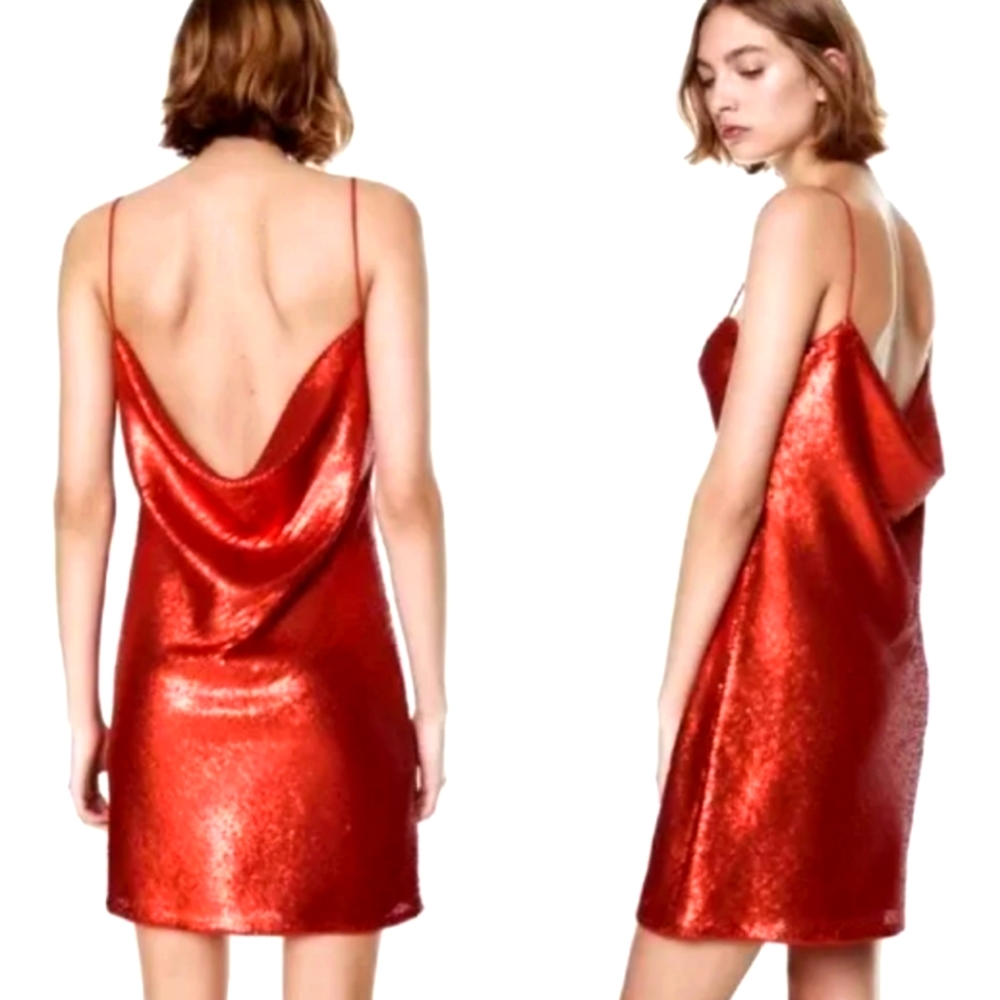 Zara red sequin mini dress